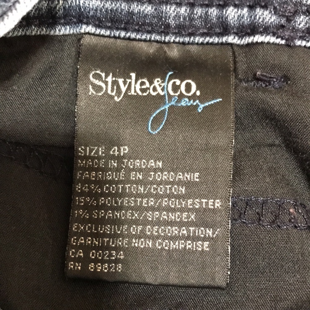 STYLE & CO. PETITE—TUMMY CONTROL—Women’s Blue Denim Jeans—Dark Stonewashed—Sz 4P - Picture 4 of 16